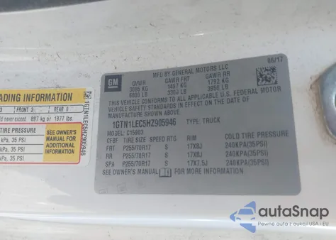 2017 GMC Sierra 1500 from USA, damaged, VIN 1GTN1LEC5HZ905946
